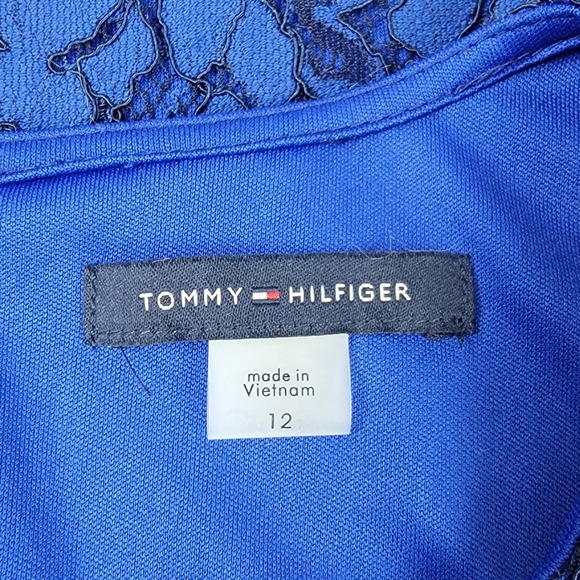 Tommy Hilfiger NEW Women's 12 Royal Blue Floral Lace Cocktail Modest Shift Dress - Picture 9 of 12